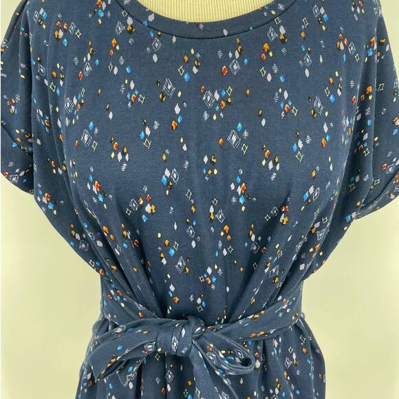 Emelia Blue Abstract Front Tie Blouse - Picture 4 of 6